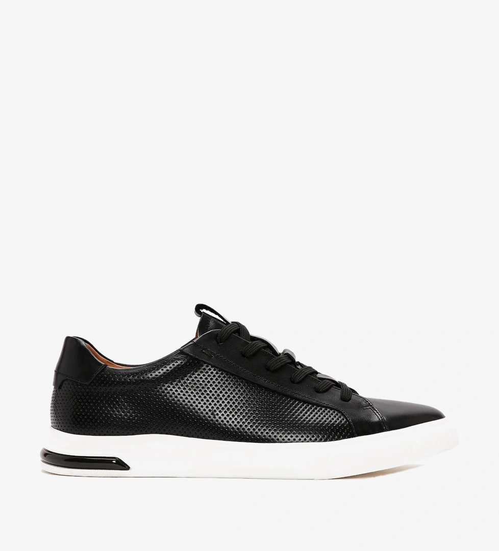 Erkek Siyah Bağcıklı Deri Sneaker