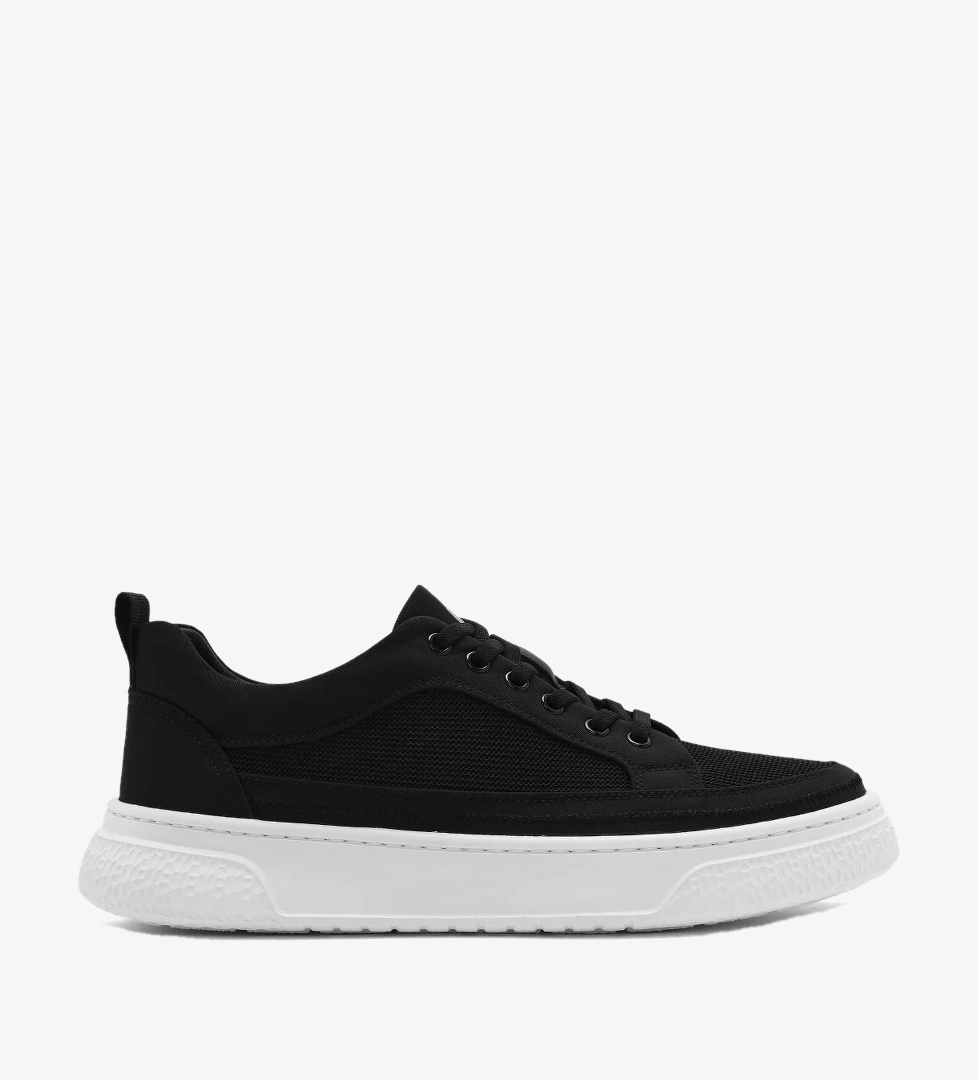 Erkek Siyah Bağcıklı Kalın Tabanlı Sneaker