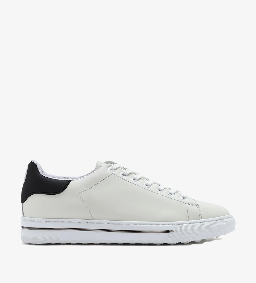 Erkek Beyaz Bağcıklı Deri Sneaker