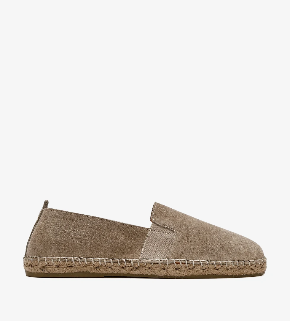Erkek Bej Süet Deri Espadril