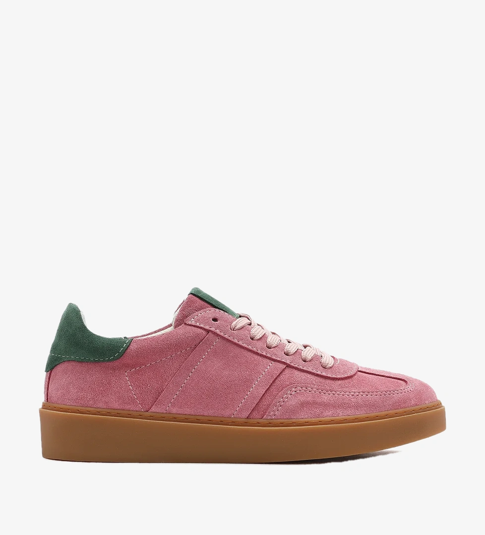 Kadın Pembe Bağcıklı Süet Deri Sneaker