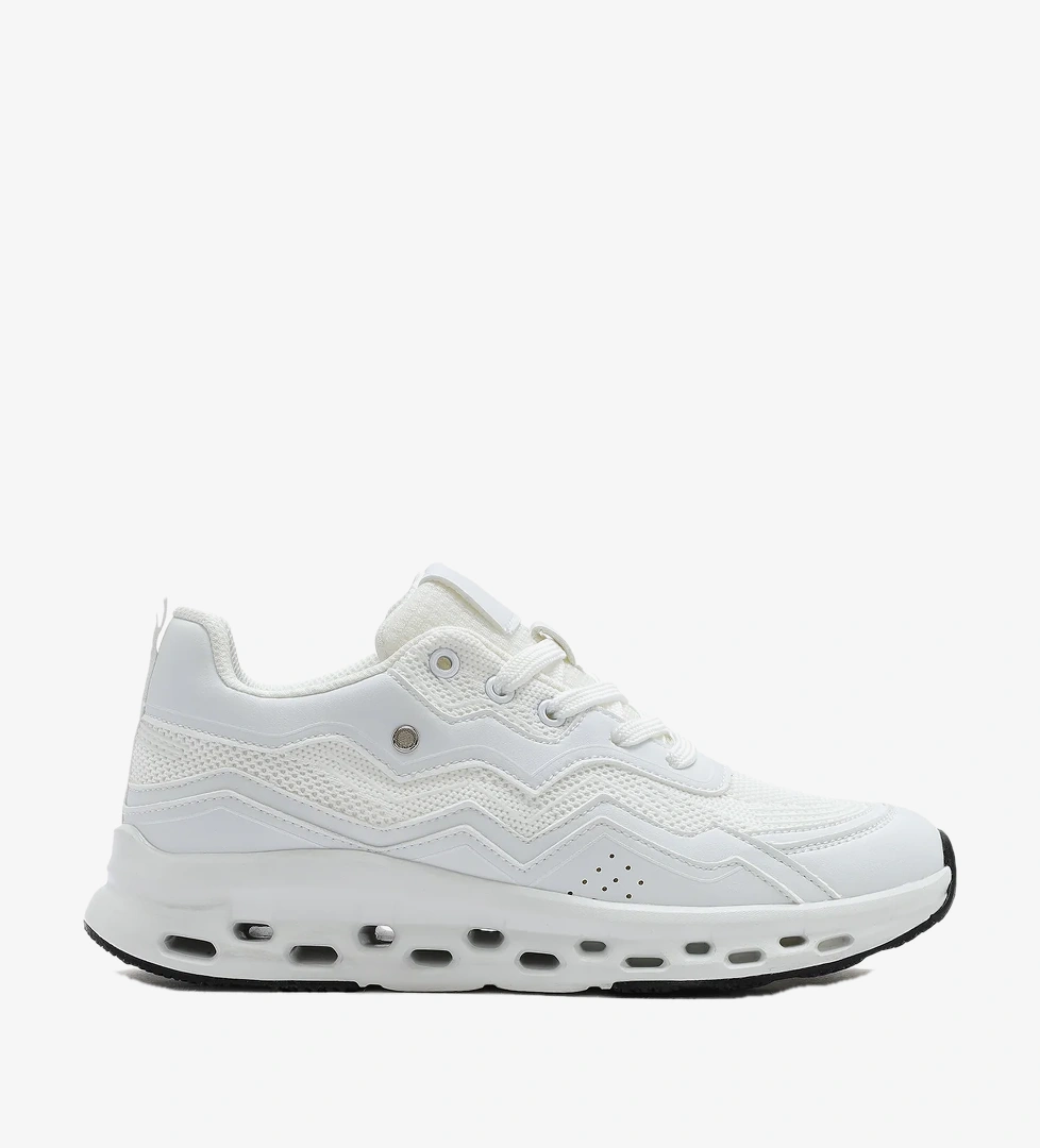 Kadın Beyaz Bağcıklı Kalın Tabanlı Sneaker