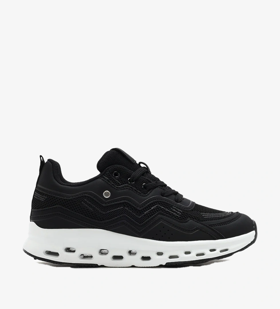 Kadın Siyah Bağcıklı Kalın Tabanlı Sneaker