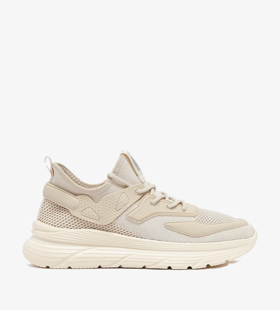 Derimod Zero Erkek Bej Bağcıklı Kalın Tabanlı Kumaş Sneaker