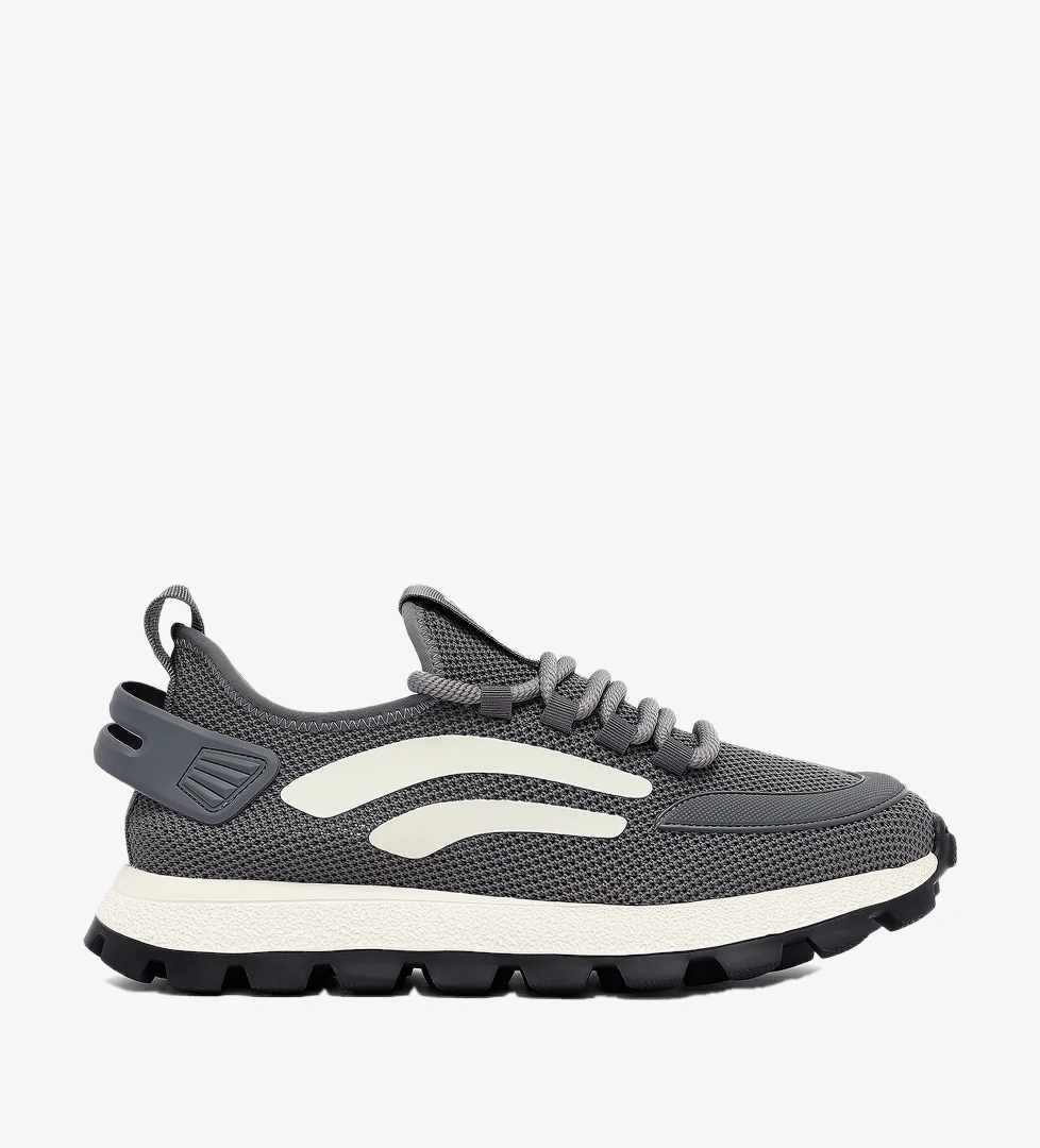 Derimod Zero Erkek Gri Bağcıklı Kalın Tabanlı Kumaş Sneaker