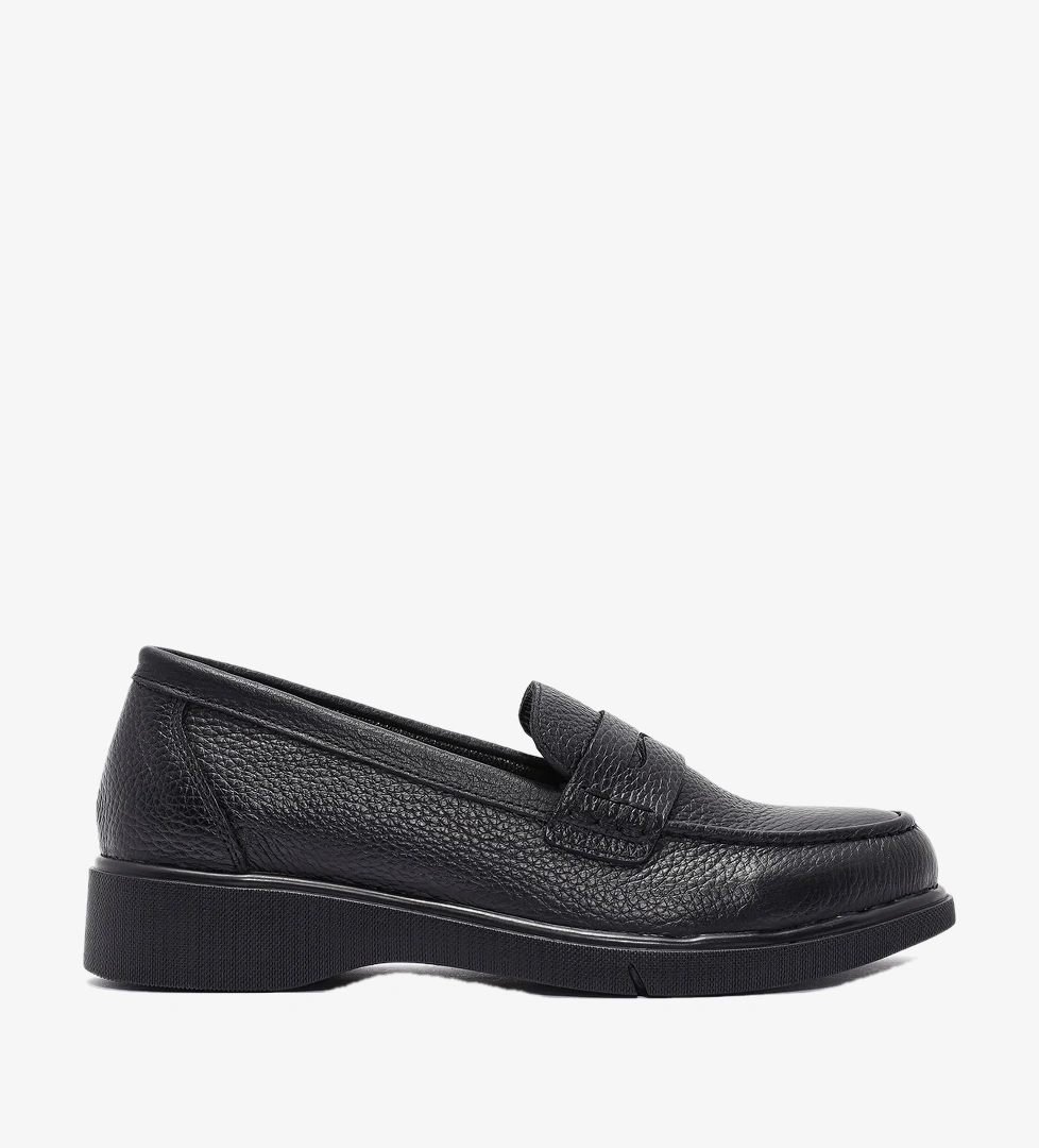 Kadın Siyah Deri Comfort Loafer