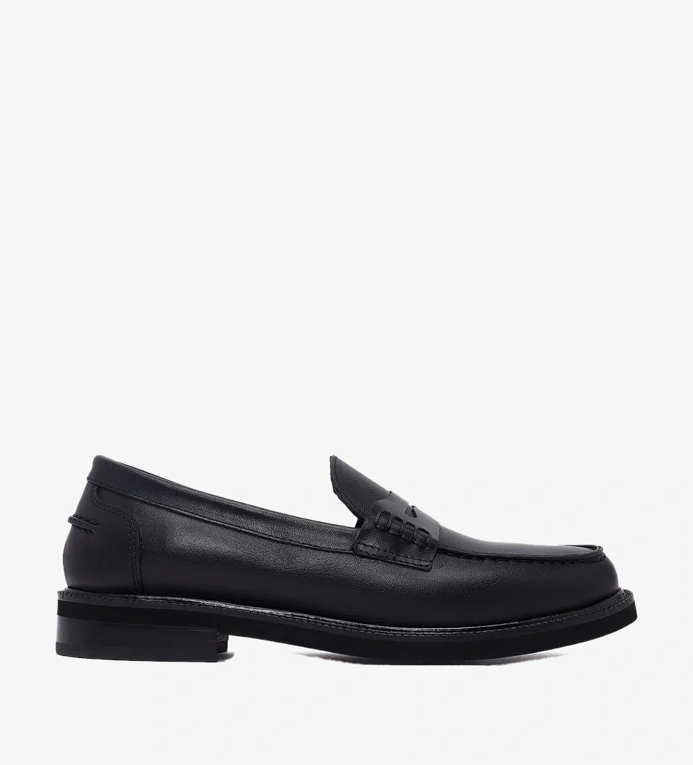 Kadın Siyah Deri Maskülen Loafer