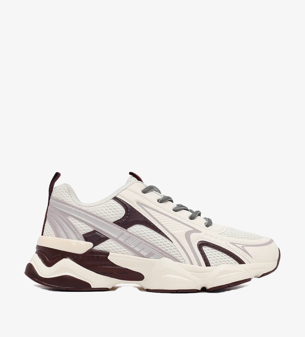 Kadın Bordo Bağcıklı Kalın Tabanlı Sneaker
