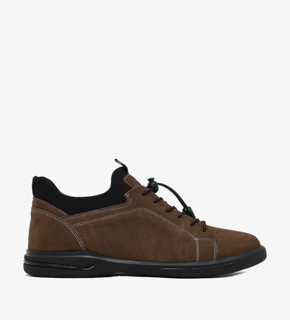 Erkek Taba Bağcıklı Nubuk Deri Casual Sneaker