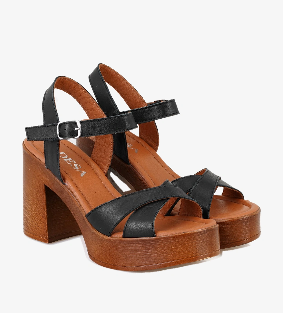 Desa Beyaz Desa Deri Kadın Platform Topuklu Sandalet