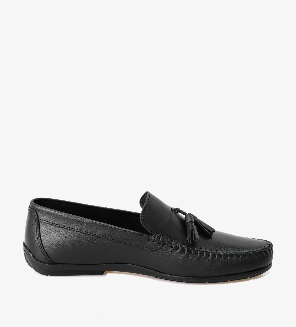 Brendan Siyah Erkek Deri Loafer