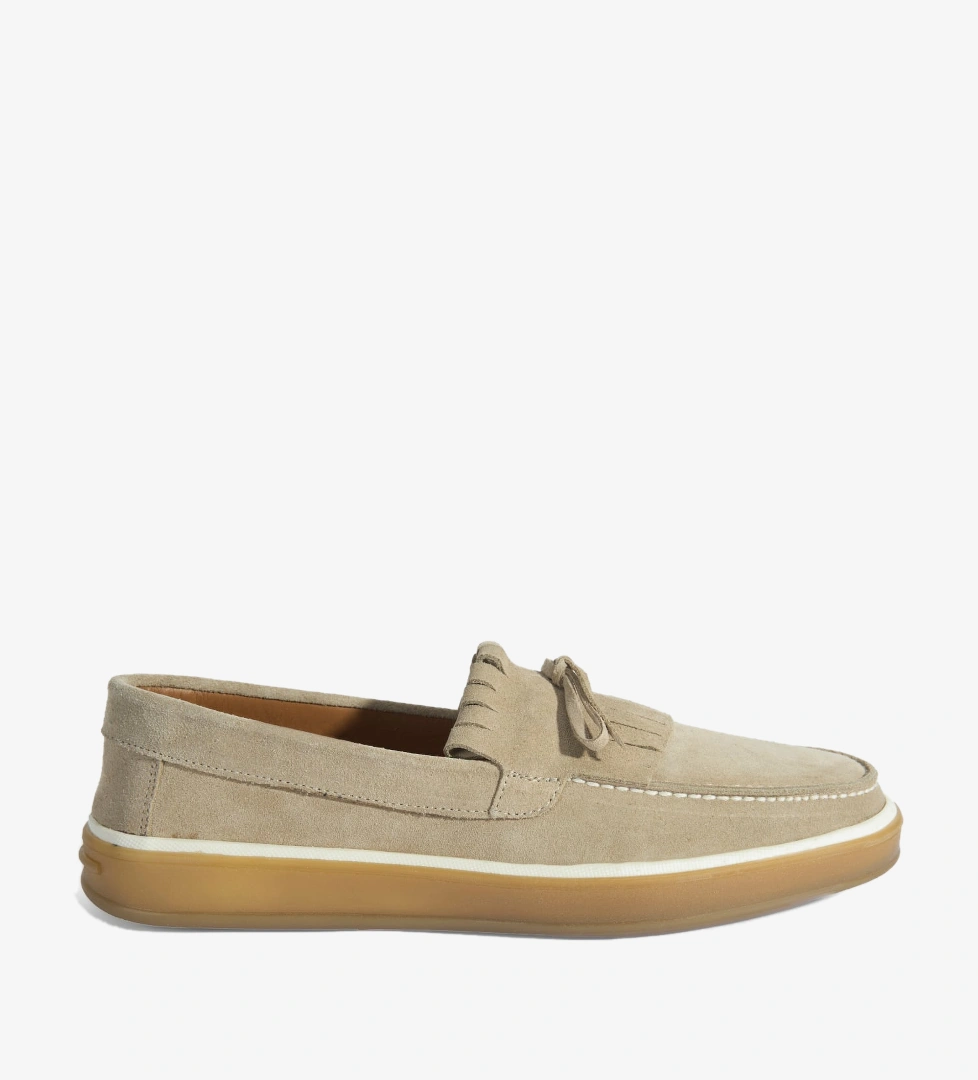 Erkek Bej Süet Püsküllü Loafer