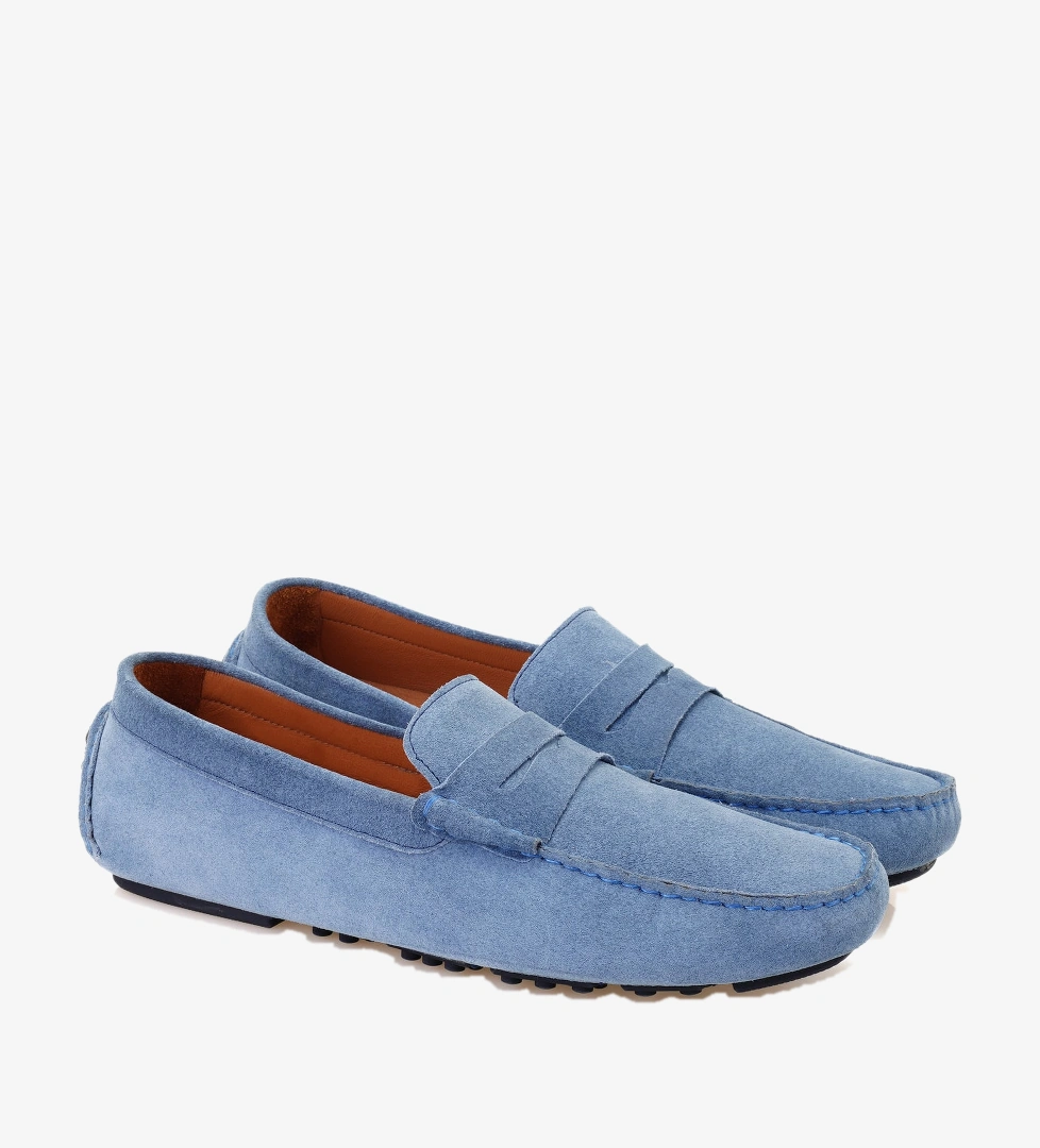 Akira Mavi Erkek Süet Deri Loafer