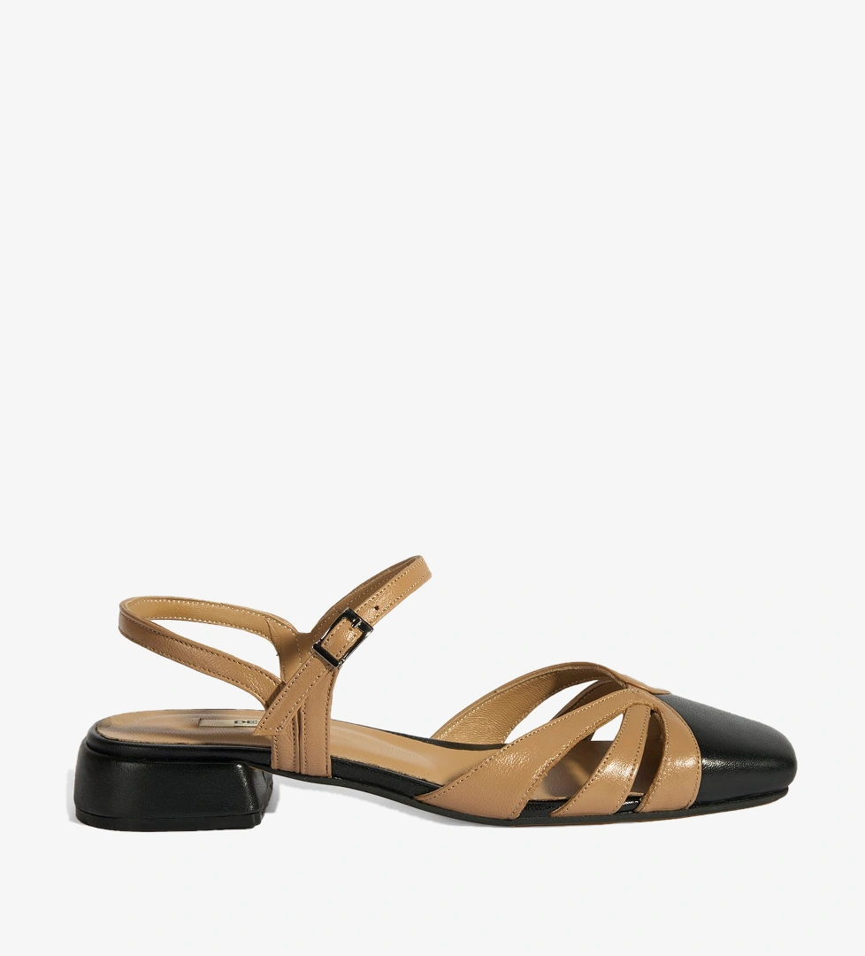 Kadın Bej Slingback Deri Günlük Ayakkabı