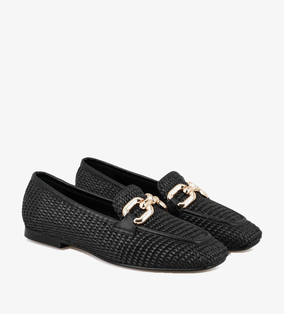 Kadın Siyah Hasır Loafer