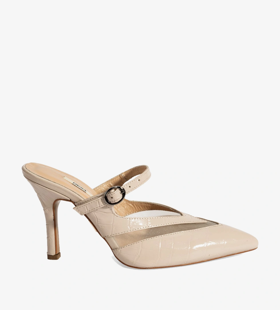 Desa Kahverengi Desa Ayarlanabilir Tokali Kadın Deri Abiye Topuklu Terlik