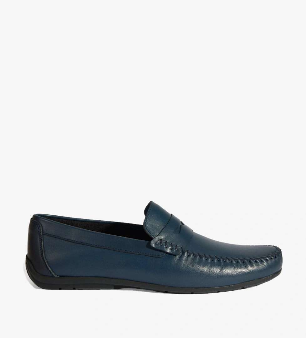 Jovian Lacivert Erkek Deri Slip-On Loafer