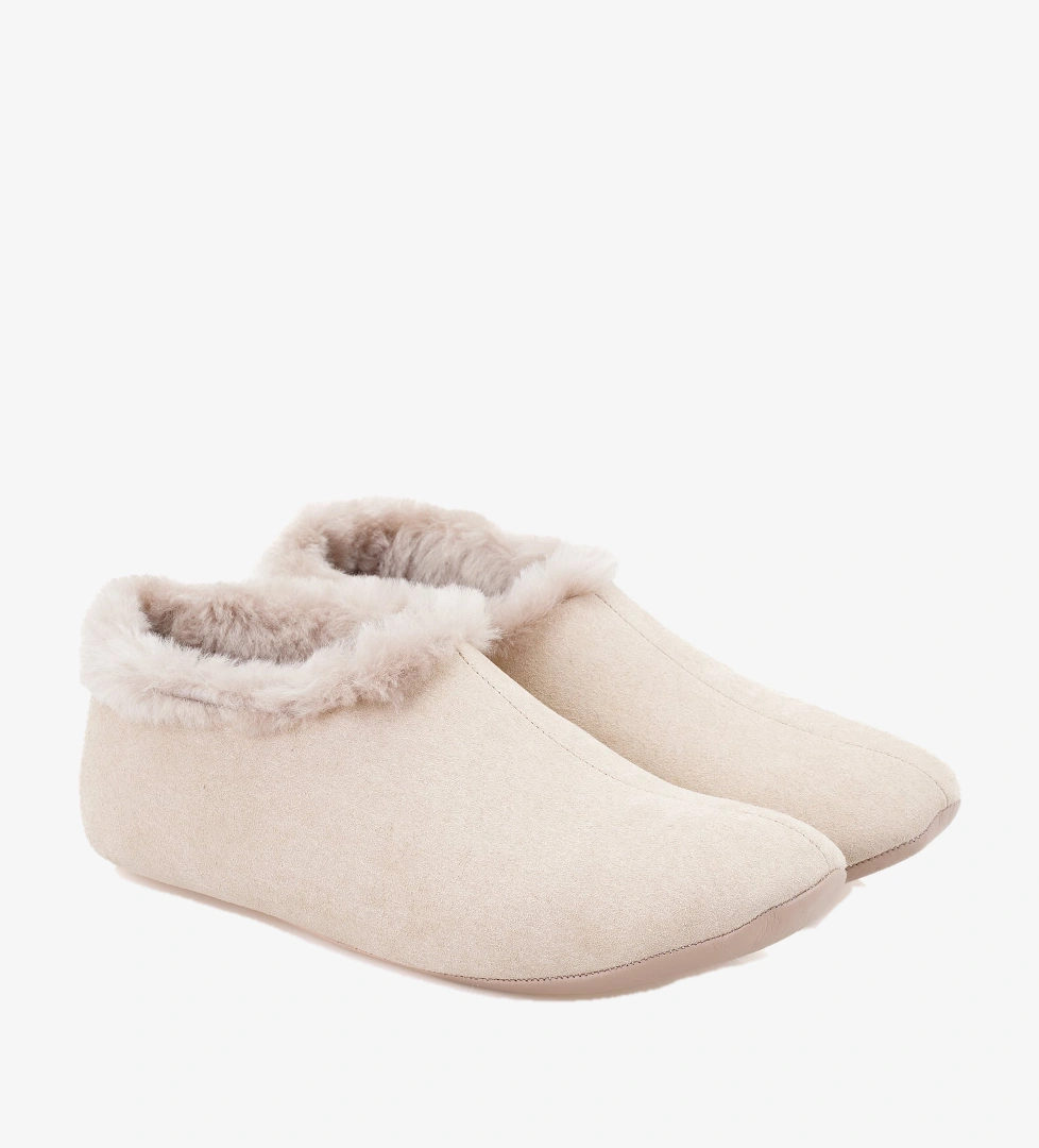 Bej Kadın Fluffy Yünlü Patik