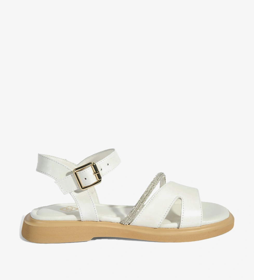 Desa Siyah Desa Ayarlanabilir Tokali Kadın Taş Detaylı Deri Sandalet