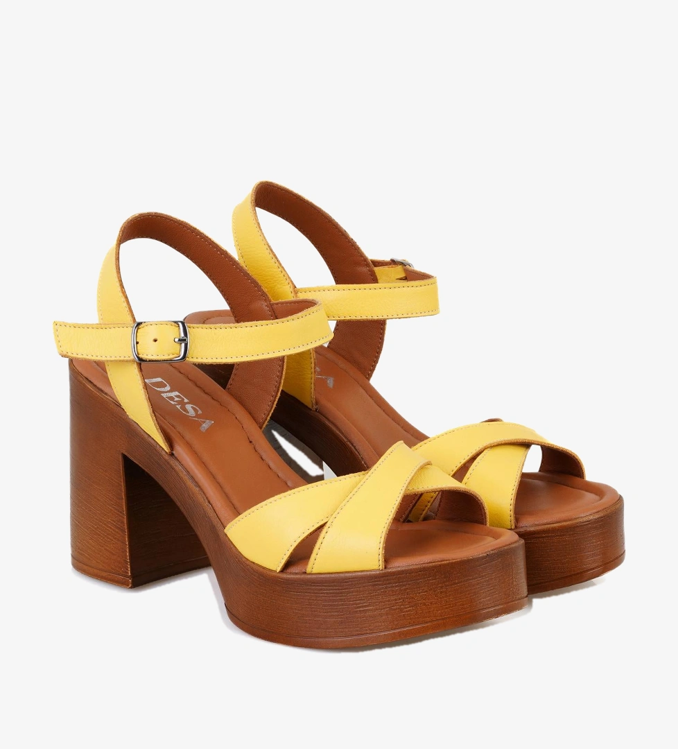 Desa Beyaz Desa Deri Kadın Platform Topuklu Sandalet