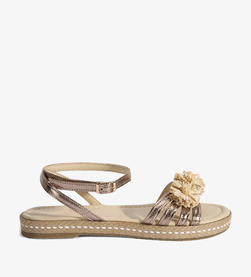 Desa Kırmızı Desa Ayarlanabilir Tokali Kadın Çiçek Detaylı Metalik Deri Sandalet