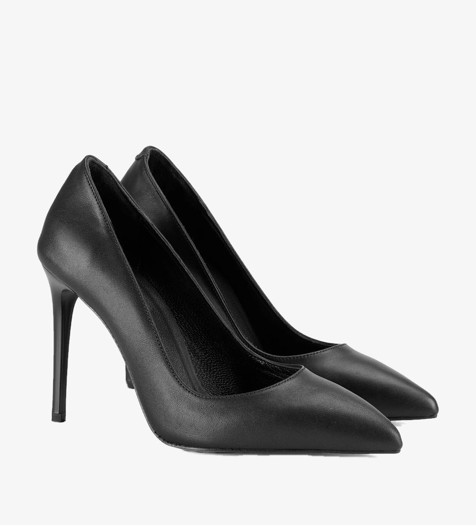 Kadın Siyah Klasik Deri Stiletto