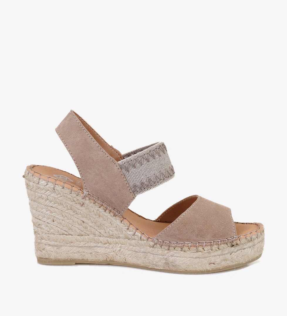 Kadın Bej Dolgu Topuklu Espadril Sandalet