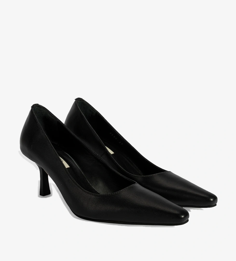 Kadın Siyah Deri Stiletto