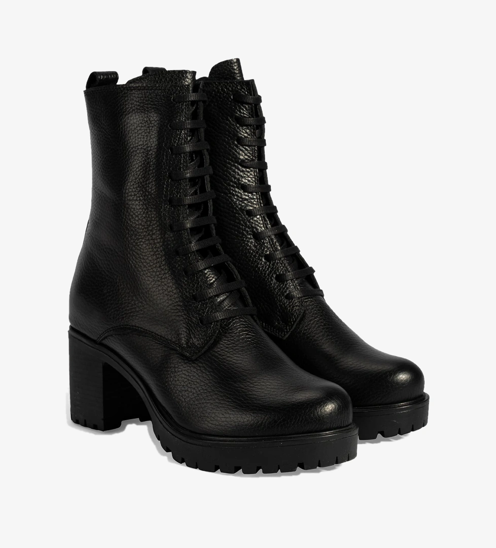 Desa Siyah Desa Bağcıklı Kadın Kalın Topuklu Deri Bot