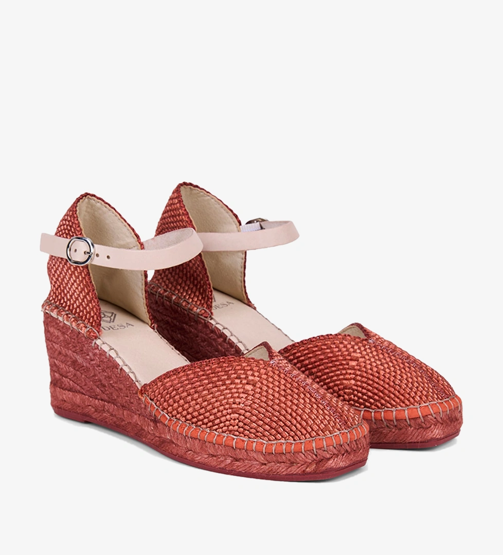 Kadın Kiremit Dolgu Topuklu Hasır Espadril