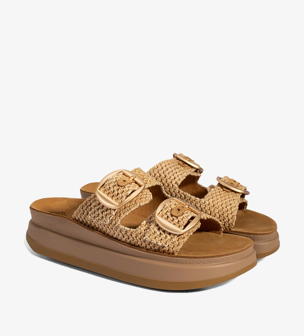 Desa Mavi Desa Ayarlanabilir Tokali Kadın Dolgu Topuklu Hasır Terlik