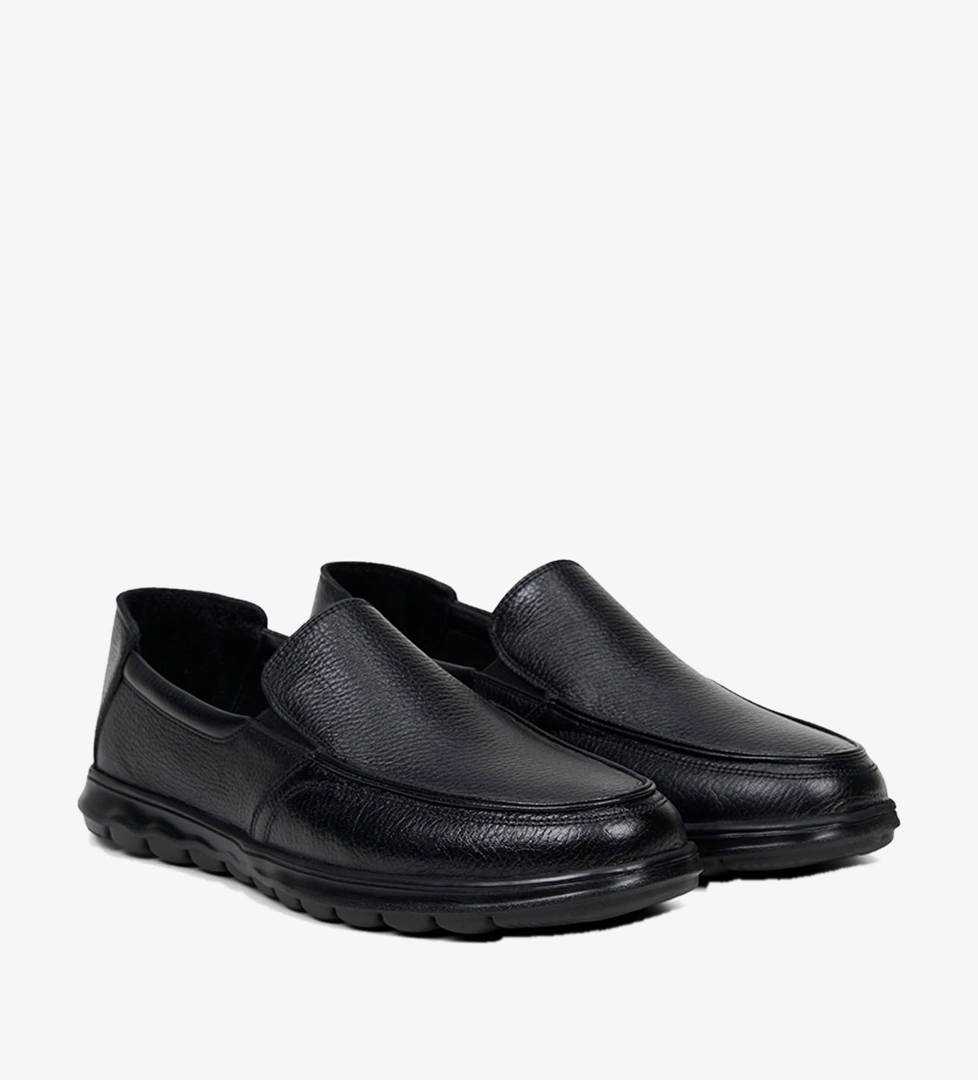 Erkek Siyah Günlük Dokulu Deri Loafer