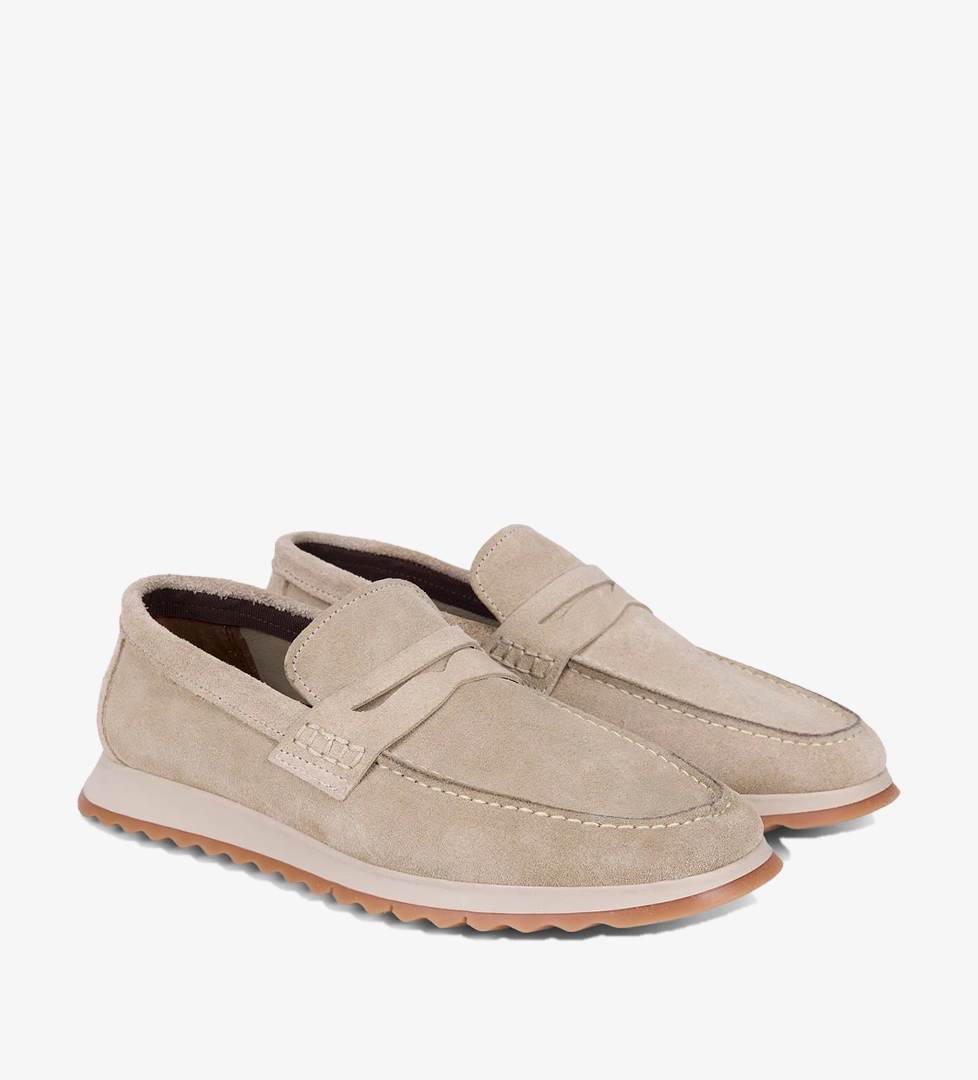 Erkek Bej Günlük Süet Deri Loafer