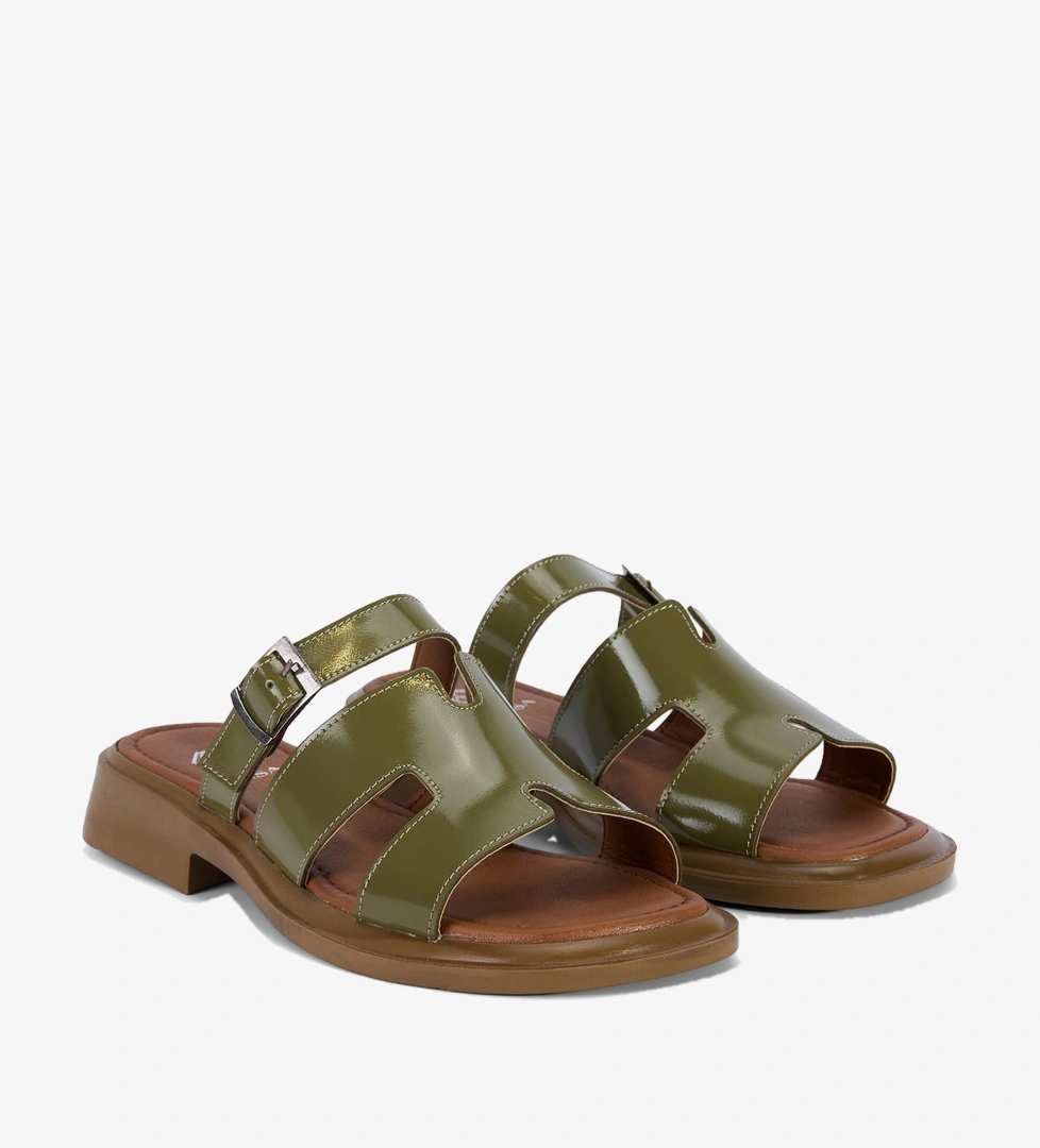 Desa Siyah Desa Ayarlanabilir Tokali Kadın Rugan Deri Terlik