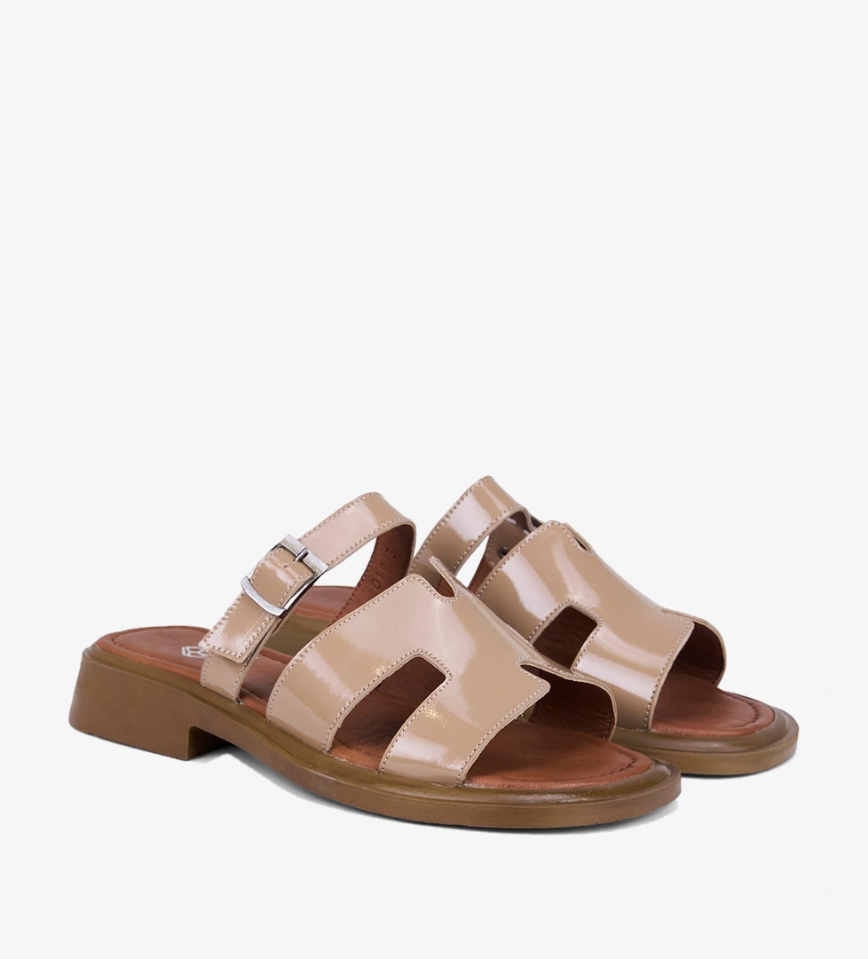 Desa Siyah Desa Ayarlanabilir Tokali Kadın Rugan Deri Terlik