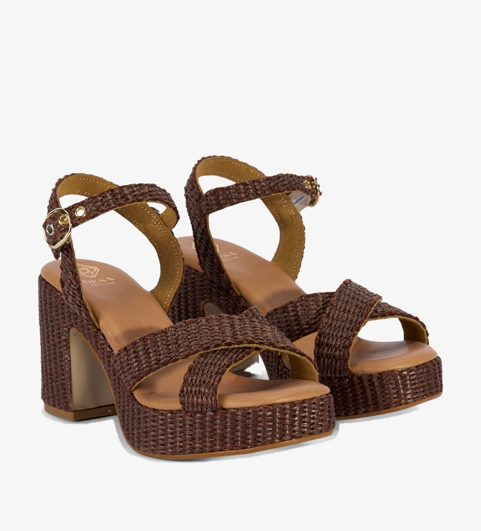 Desa Bej Desa Ayarlanabilir Tokali Kadın Hasır Topuklu Sandalet