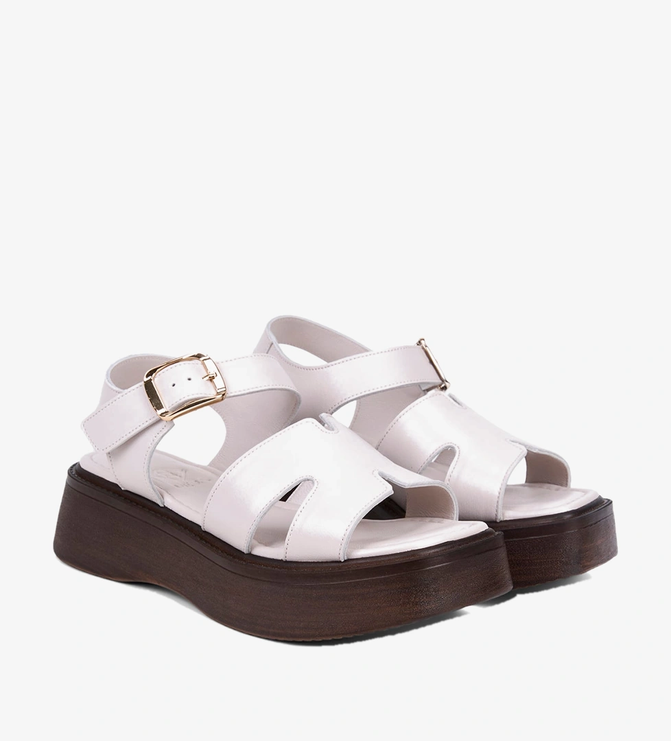 Desa Siyah Desa Ayarlanabilir Tokali Kadın Dolgu Topuklu Deri Sandalet