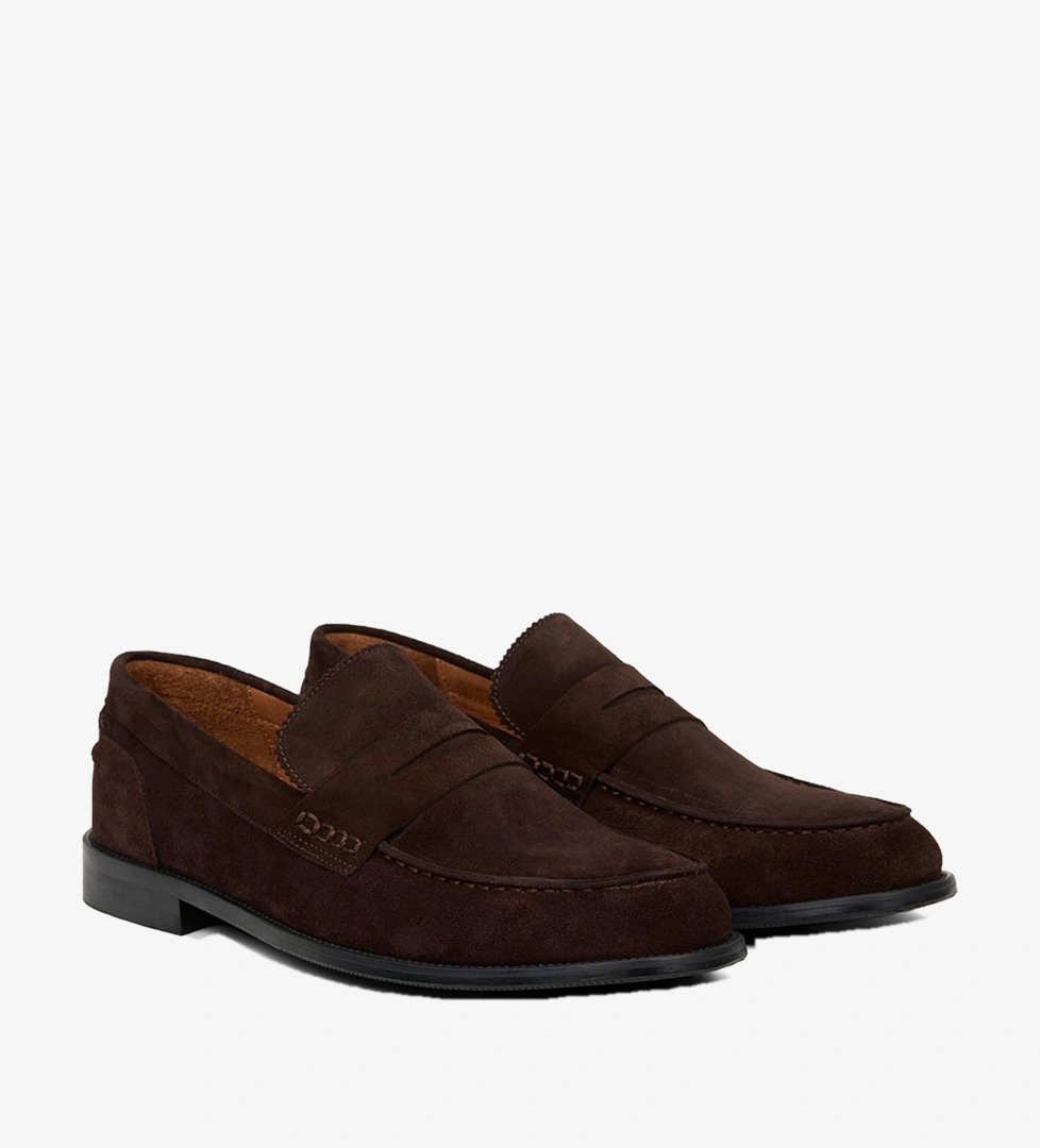 Erkek Acı Kahve Klasik Süet Deri Loafer