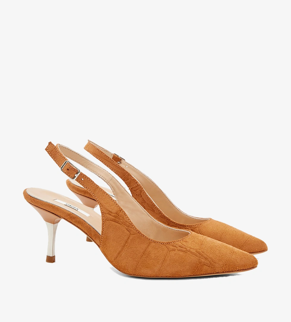 Desa Vizon Desa Kroko Desenli Kadın Sivri Burunlu Süet Stiletto