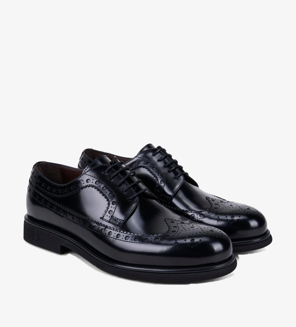 Luca Grossi Erkek Siyah Brogue Desenli Klasik Deri Ayakkabı