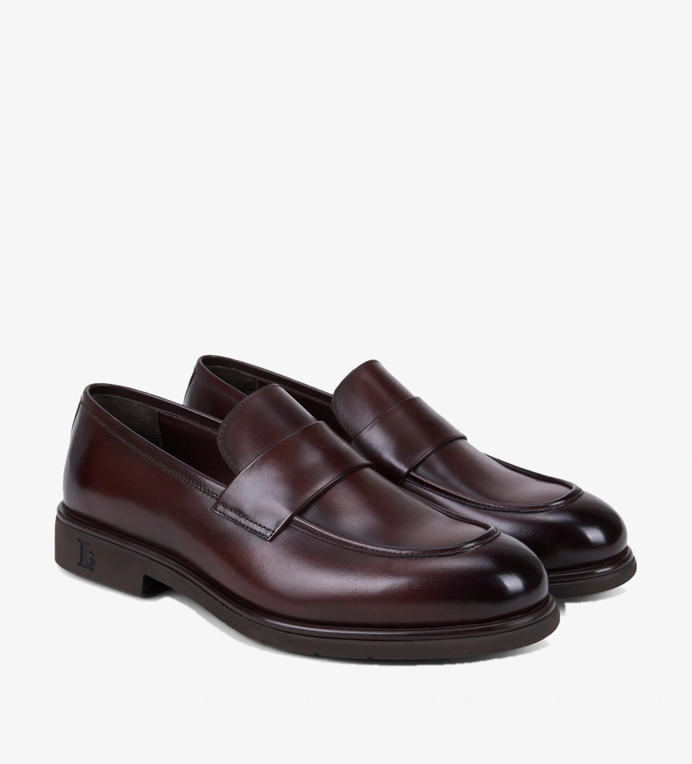 Luca Grossi Erkek Kahve Bant Detaylı Klasik Deri Loafer