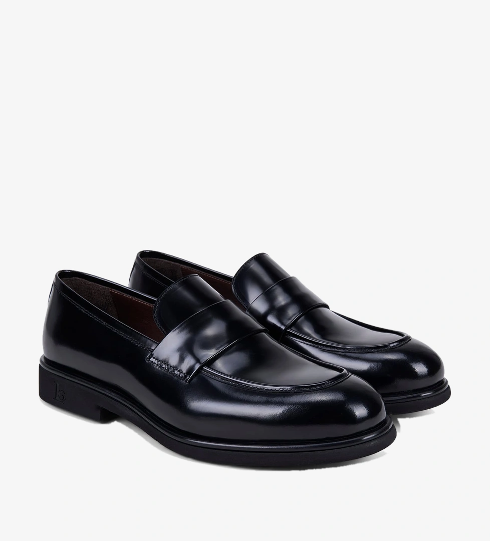 Luca Grossi Erkek Siyah Bant Detaylı Klasik Deri Loafer