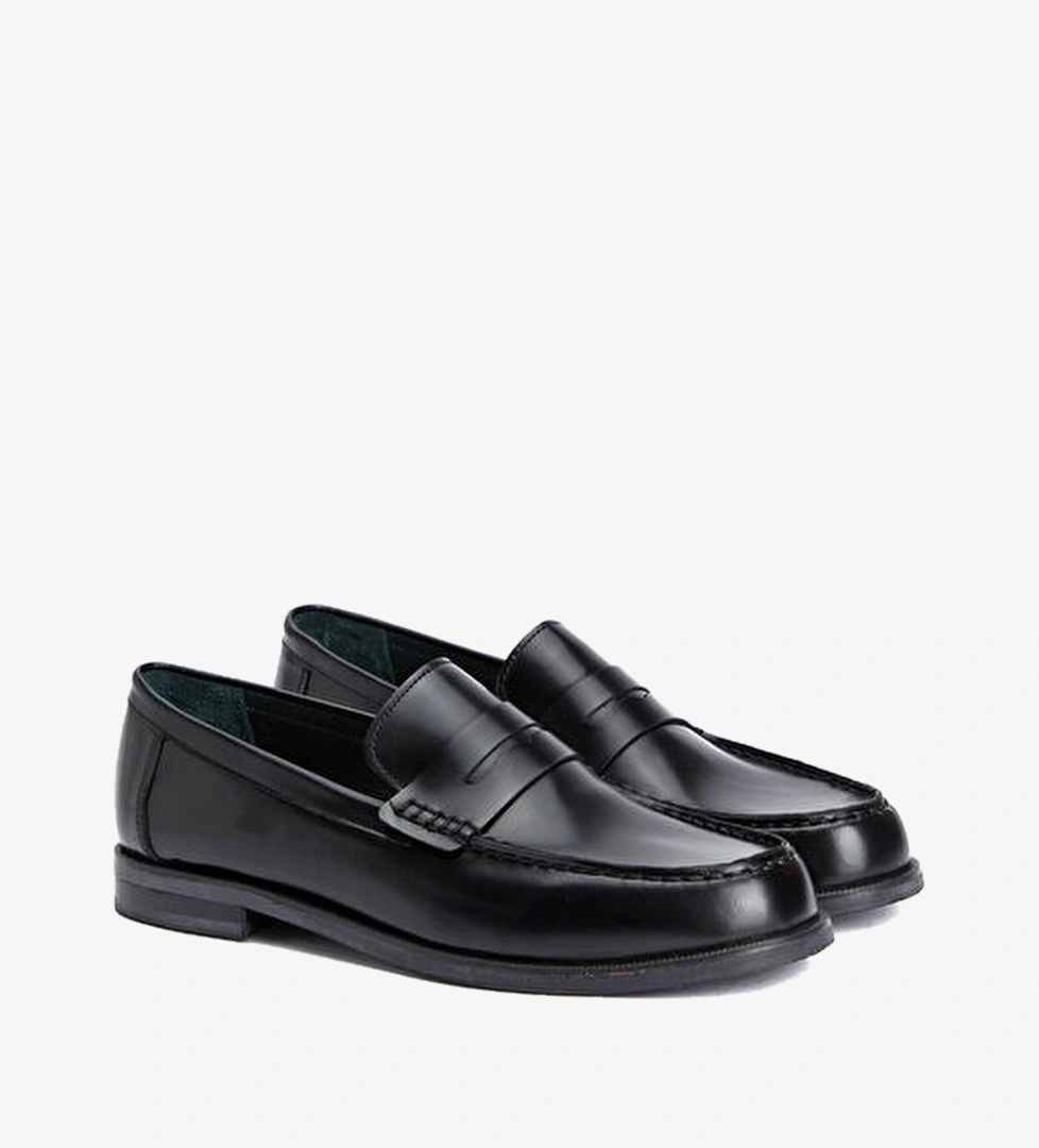 Siyah Kadın Açma Deri Loafer
