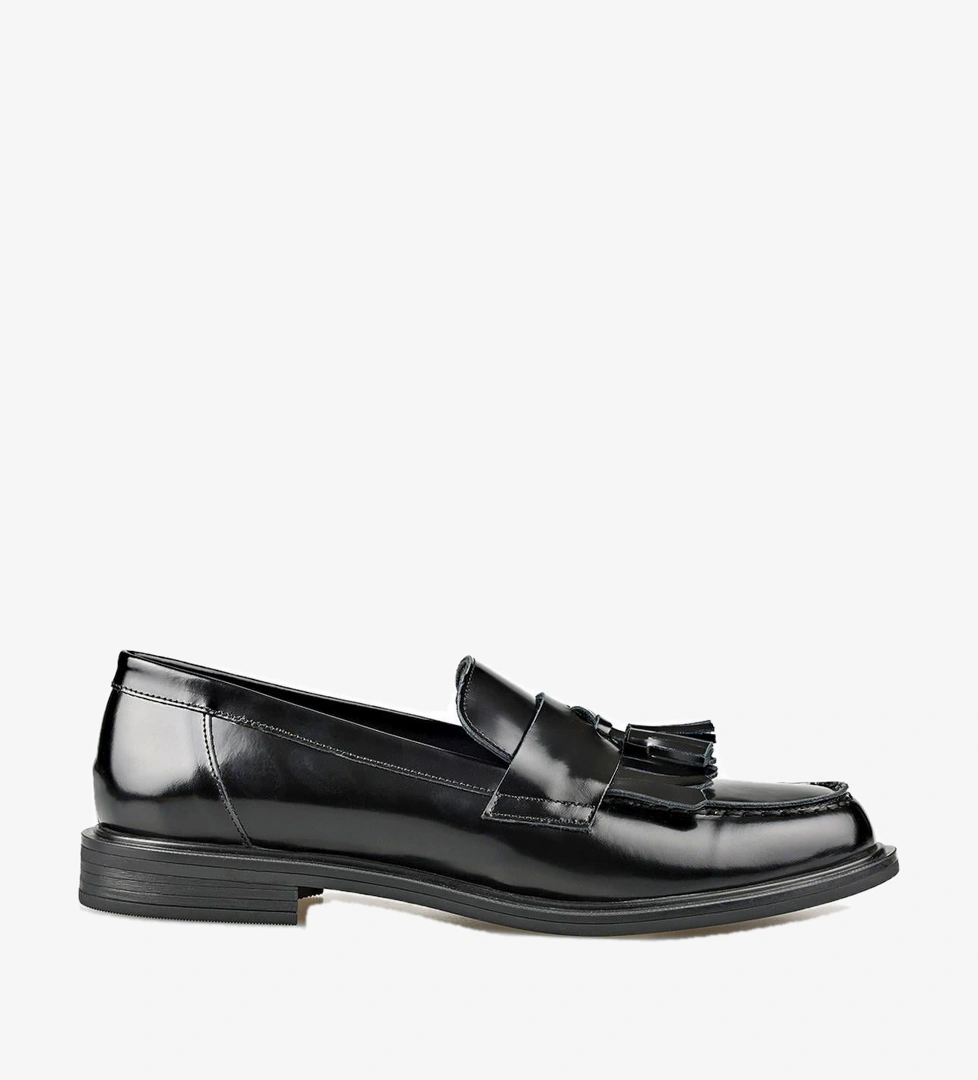 Siyah Deri Kadın Günlük Loafer