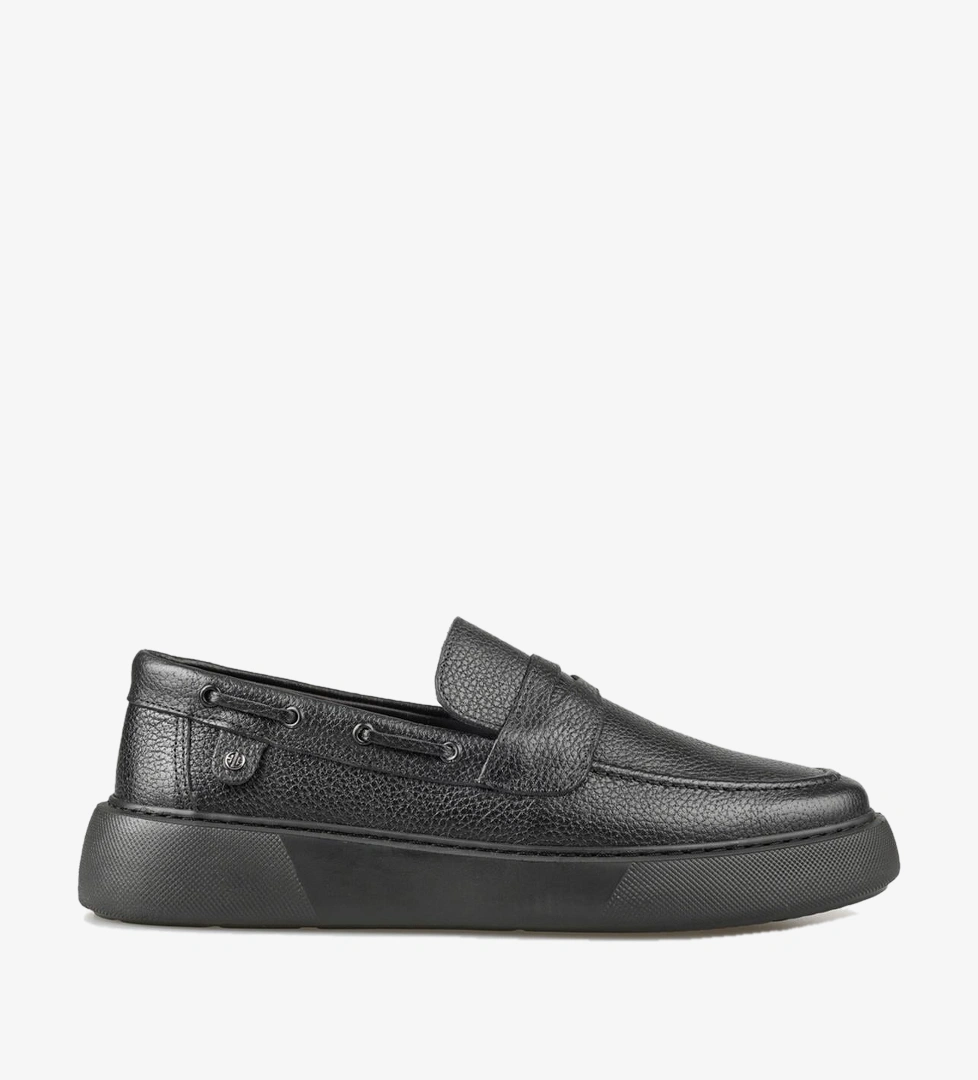 Siyah Deri Erkek Günlük Loafer