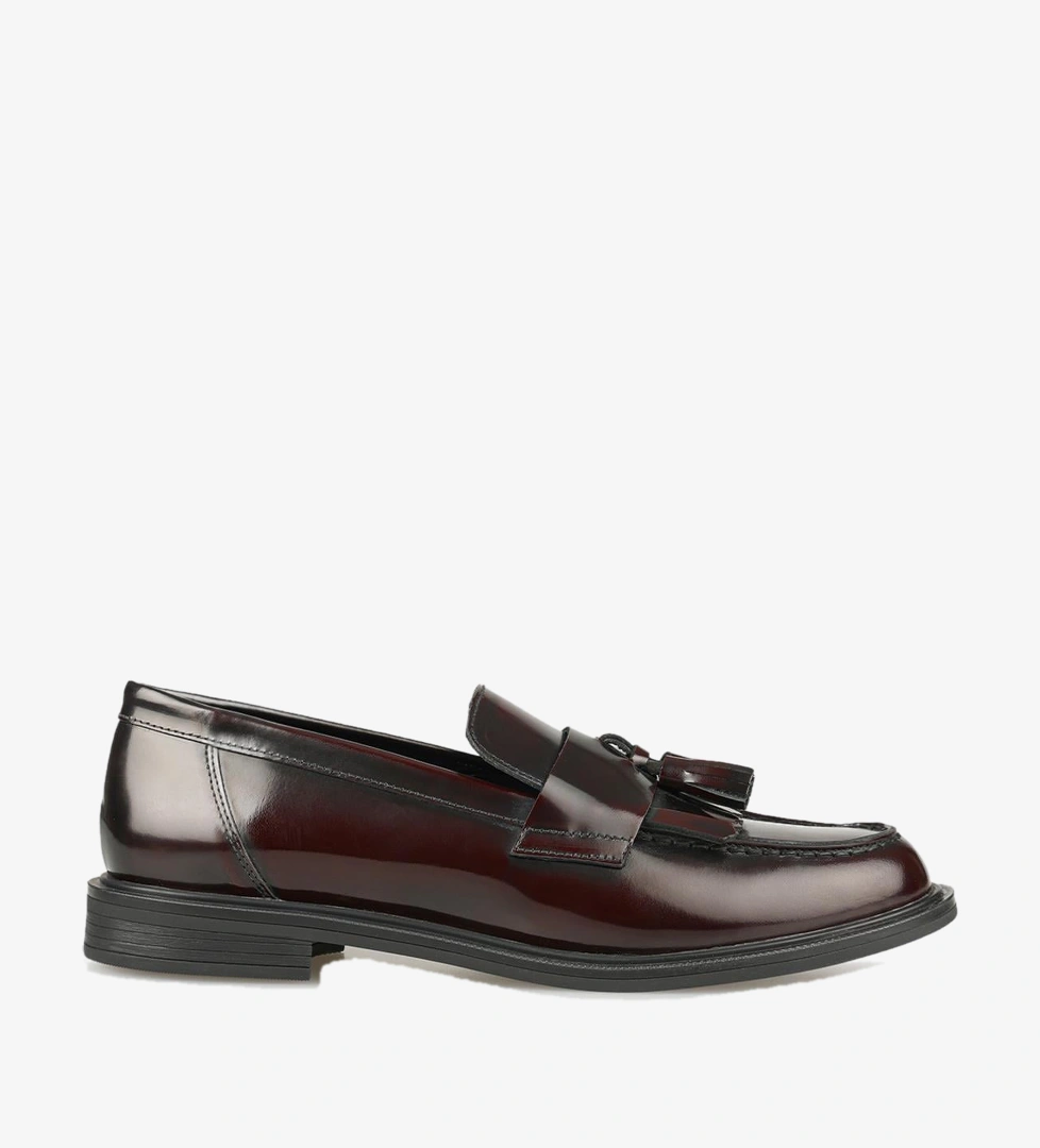 Bordo Deri Kadın Günlük Loafer