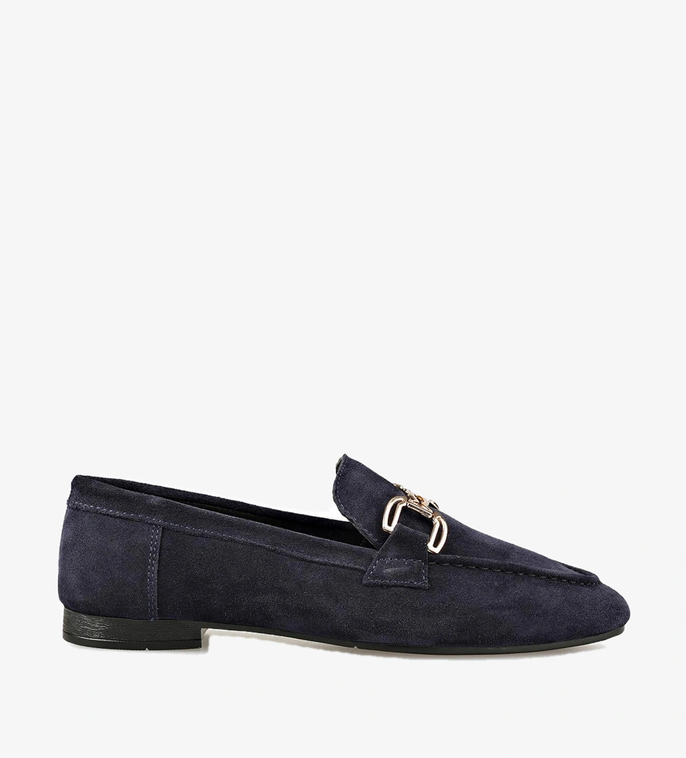 Lacivert Deri Kadın Loafer