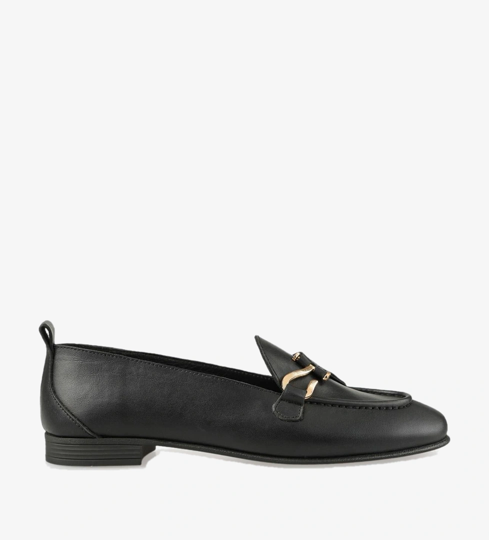 Siyah Deri Kadın Loafer