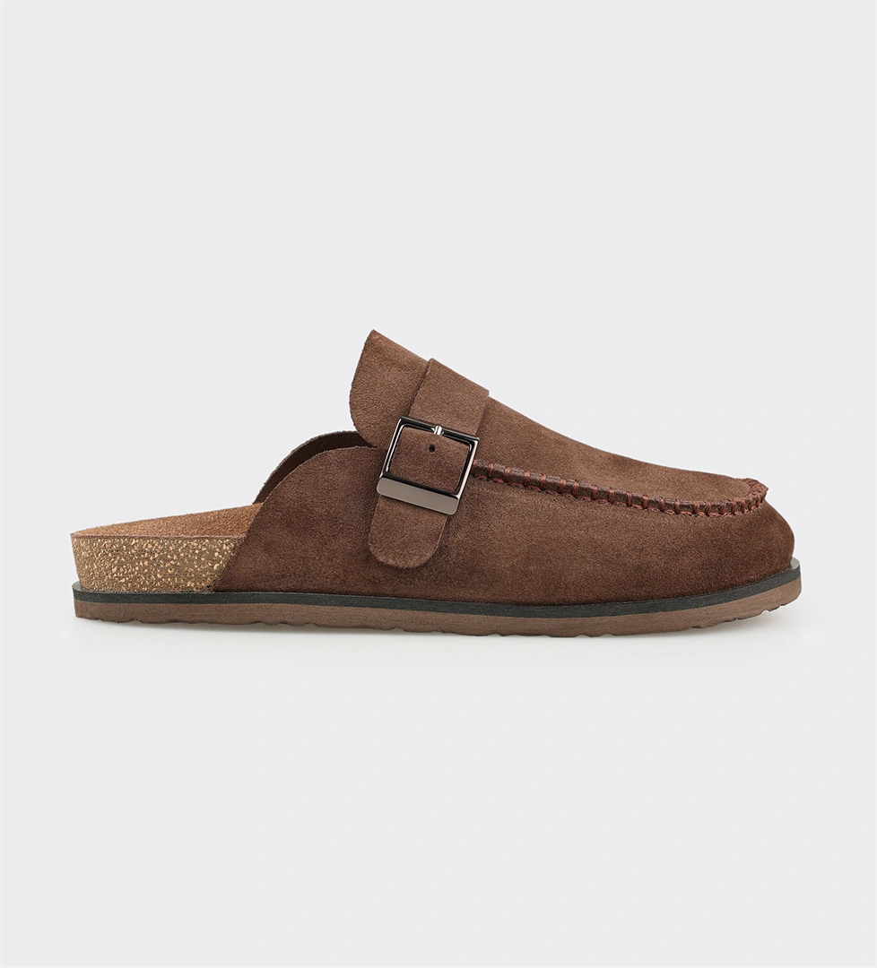 Elle Elle Camel BARLOS Deri Erkek Terlik