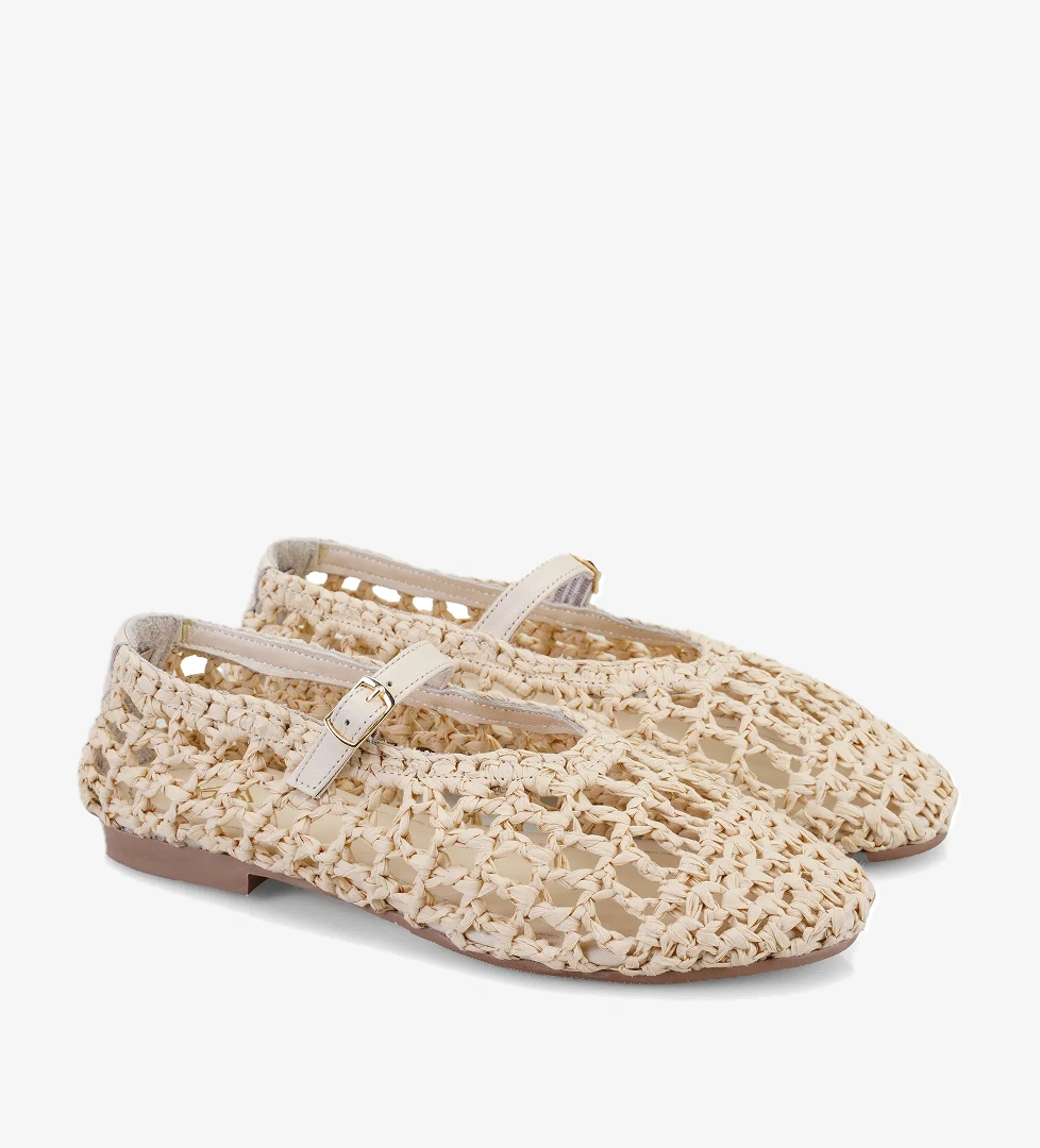 Kadın Ten Ayarlanabilir Tokalı Hasır Babet